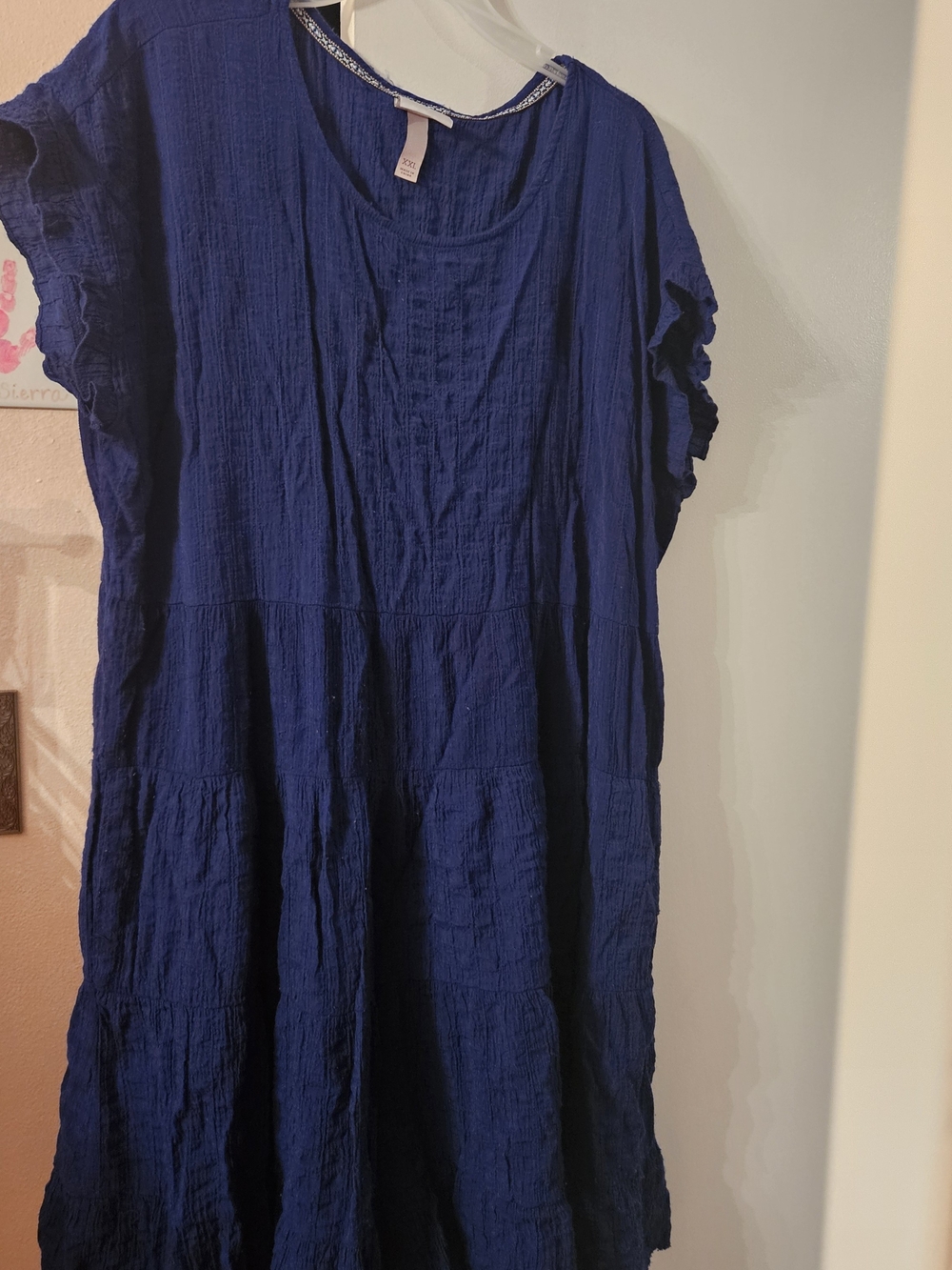 Knox Rose Navy Blue Tiered Short Sleeve Dress